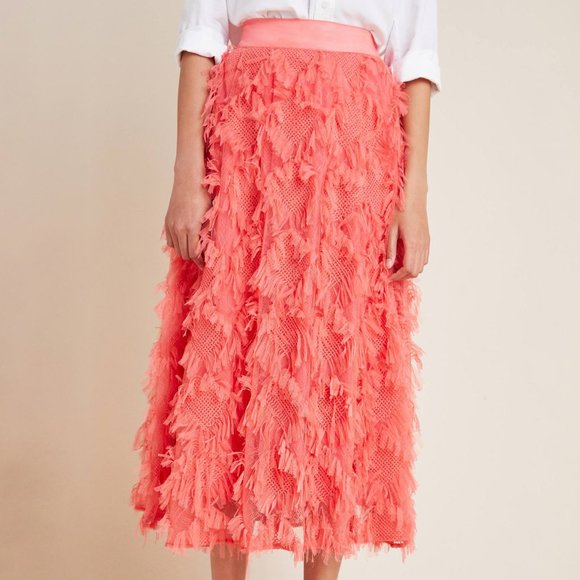 Anthropologie Cynthia Textured A-Line Midi Skirt